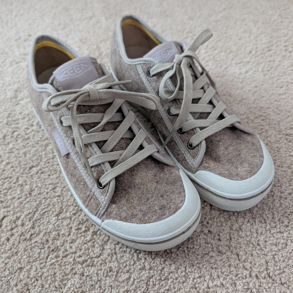 Keen Elsa Lite Felt Trainer Sneaker Size 8 Taupe Wool